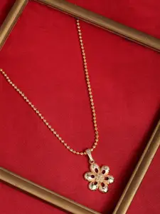 PANASH Gold-Plated Floral Handcrafted Pendant With Chain