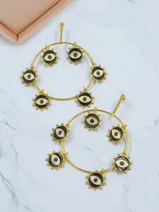 Bellofox Black & Gold-Toned Circular Drop Earrings