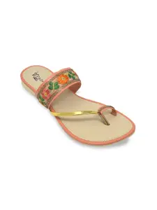 Padvesh Women Peach-Coloured Open Toe Flats