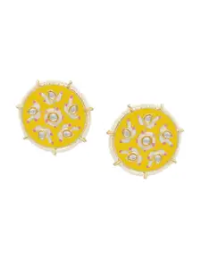 ASMITTA JEWELLERY Gold Plated Yellow Contemporary Studs Earrings