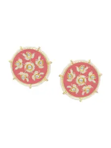 ASMITTA JEWELLERY Gold Plated Pink & White Spherical Studs Earrings