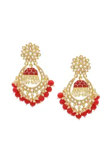 ASMITTA JEWELLERY Red Contemporary Chandbalis Earrings