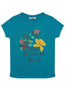 milou Girls Blue & Yellow Printed T-shirt
