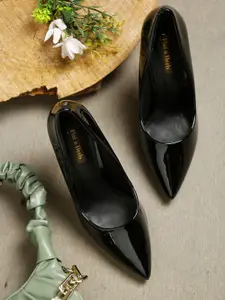 Flat n Heels Women Black Slim Pumps