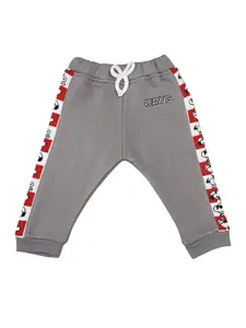 Moms Love Infant Boys Grey Cotton Joggers with Snoopy Print Detail