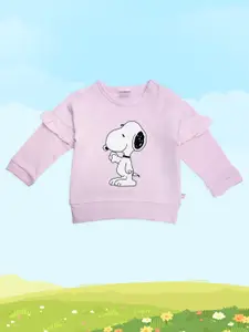 Moms Love Infant Boys Pink & White Snoopy Print Pure Cotton Sweatshirt
