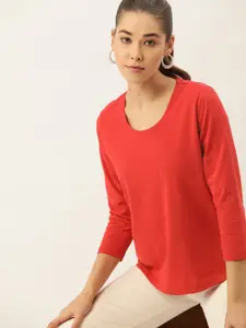 DressBerry Women Red Solid T-shirt