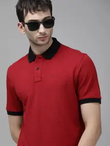 Arrow Men Red Printed Regular Fit Pure Cotton Polo Collar Casual Pure Cotton T-shirt