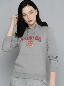 Harvard Women Grey Printed Sweatshirt