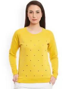 Sera Mustard Yellow Embellished Sweatshirt