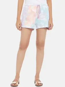 People Women Multicoloured Printed Mid-Rise Regular Cotton Shorts