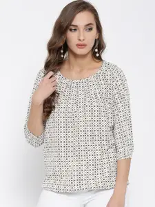 Sera Women Off-White Printed Regular Top