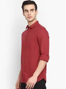 Turtle Men Red Slim Fit Opaque Casual Shirt