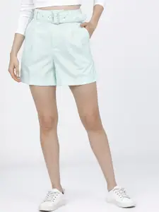 Basics By Tokyo Talkies Women Green Regular Shorts