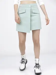 Tokyo Talkies Women Green Solid Mini Length Wrap Skirt
