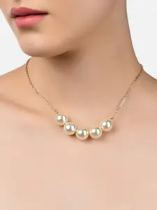 Zaveri Pearls Woman Gold-Toned & White Gold-Plated Necklace