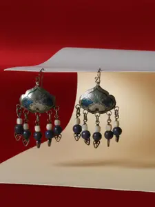SANGEETA BOOCHRA Silver Contemporary Jhumkas Earrings With Lapis Lazuli Latkans