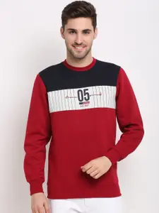 Rodamo Men Red Colourblocked Sweatshirt