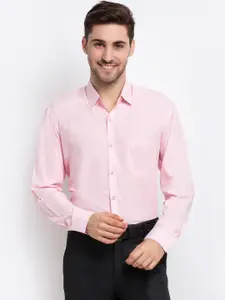 JAINISH Men Pink Opaque Printed Formal Shirt