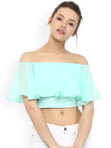 Miss Chase Women Green Solid Crop Top