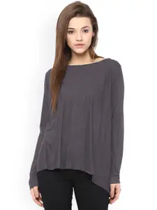 Miss Chase Women Grey Solid Regular Top
