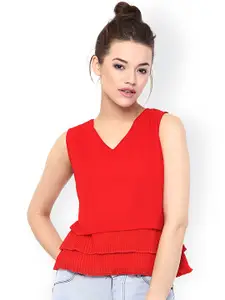 Miss Chase Women Red Solid Regular Top