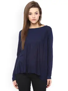 Miss Chase Women Navy Solid Regular Top