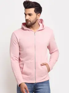 DOOR74 Men Pink Hooded Sweatshirt