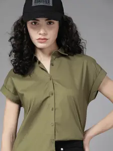 Roadster X Discovery Adventures Women Olive Green Solid Casual Shirt