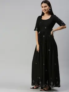 Swishchick Black Embellished Maxi Dress