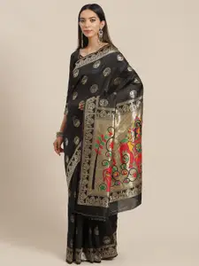 RAJGRANTH Maroon Striped Silk Cotton Ready to Wear Banarasi Saree