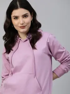 JUNEBERRY Women Purple Hooded Sweatshirt