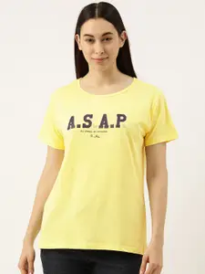 Clt.s Women Yellow Printed Cotton Lounge Boyfriend T-shirt