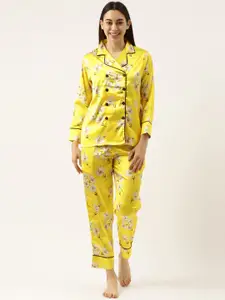 Clt.s Clt s Women Yellow & White Floral Printed Night suit