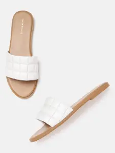 Allen Solly Women White Quilted Open Toe Flats