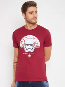 Star Wars by Wear Your Mind Men Maroon  White Darth Vader Printed Pure Cotton T-shirt