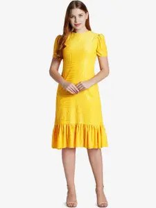 Emmyrobe Yellow Gathered Sheath Dress