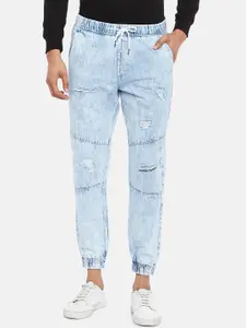 People Men Blue Jogger Mildly Distressed Heavy Fade Jeans