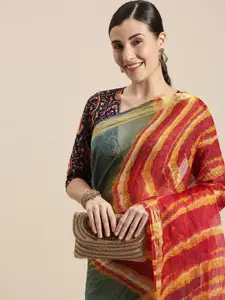Geroo Jaipur Multicoloured Leheriya Art Silk Leheriya Saree