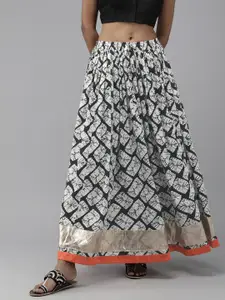 Geroo Jaipur Women Black Ethnic Motif Printed Cotton Maxi Skirt
