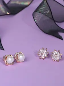 Zaveri Pearls Gold-Toned Contemporary Studs Earrings