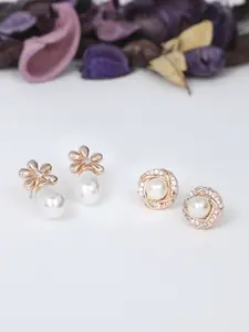 Zaveri Pearls Rose Gold Contemporary Studs Earrings