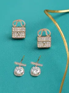 Zaveri Pearls Rose Gold Contemporary Studs Earrings