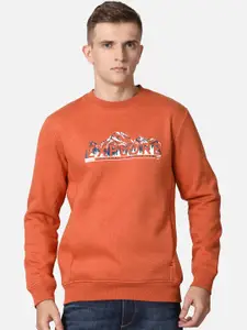 t-base Men Rust Printed Sweatshirt