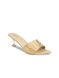 VALIOSAA Women Gold-Toned Block Heels