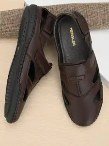 MENGLER Men Brown & Black Shoe-Style Sandals