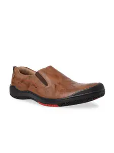 Buckaroo Men Tan Brown Genuine Leather Slip-On Shoes