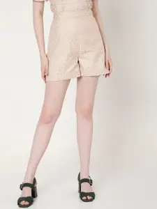 Vero Moda Women Beige High-Rise Regular Shorts