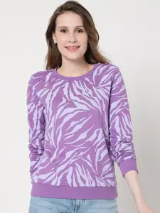 Vero Moda Women Purple Abstract Printed Sweatshirt