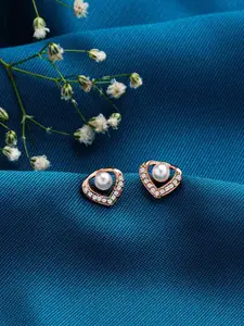 AMI Rose Gold & White Contemporary Studs Earrings